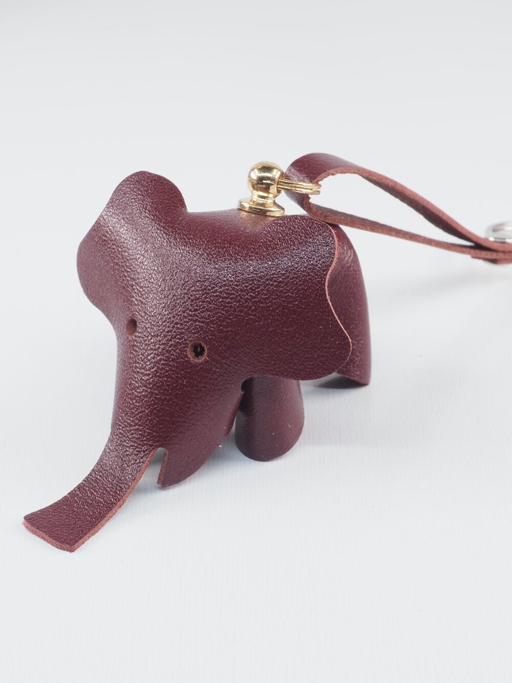 Handmade Leather purse bag charm Mini 3D elephant 01